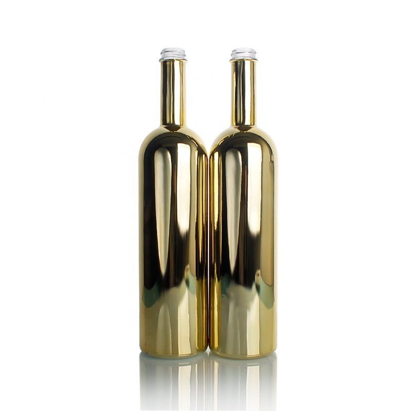 Customized Copper Electroplating UV Glass Wine Bottle Bowling Champagne Glass Sparking Bottle