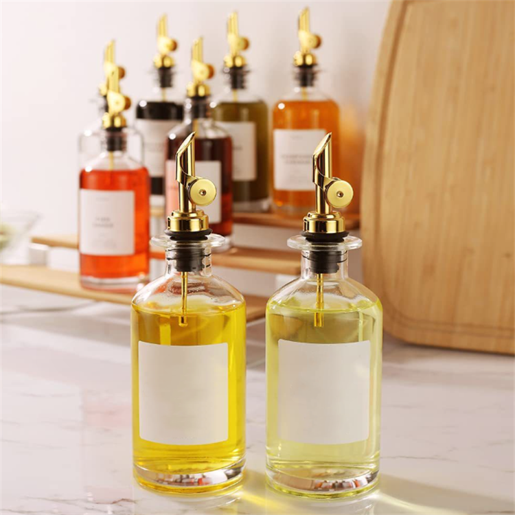 Empty 500ml clear vinegar cruet coffee syrup dispenser glass bottles olive oil with pourers for kitchen