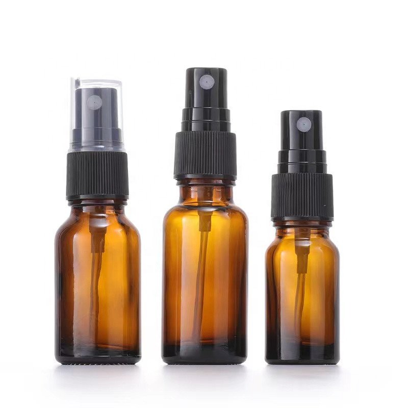 spray bottles empty cosmetic bottle 10 ml 15 ml 30 ml 50 ml 100 ml frosted amber glass bottle with 18mm mist spray