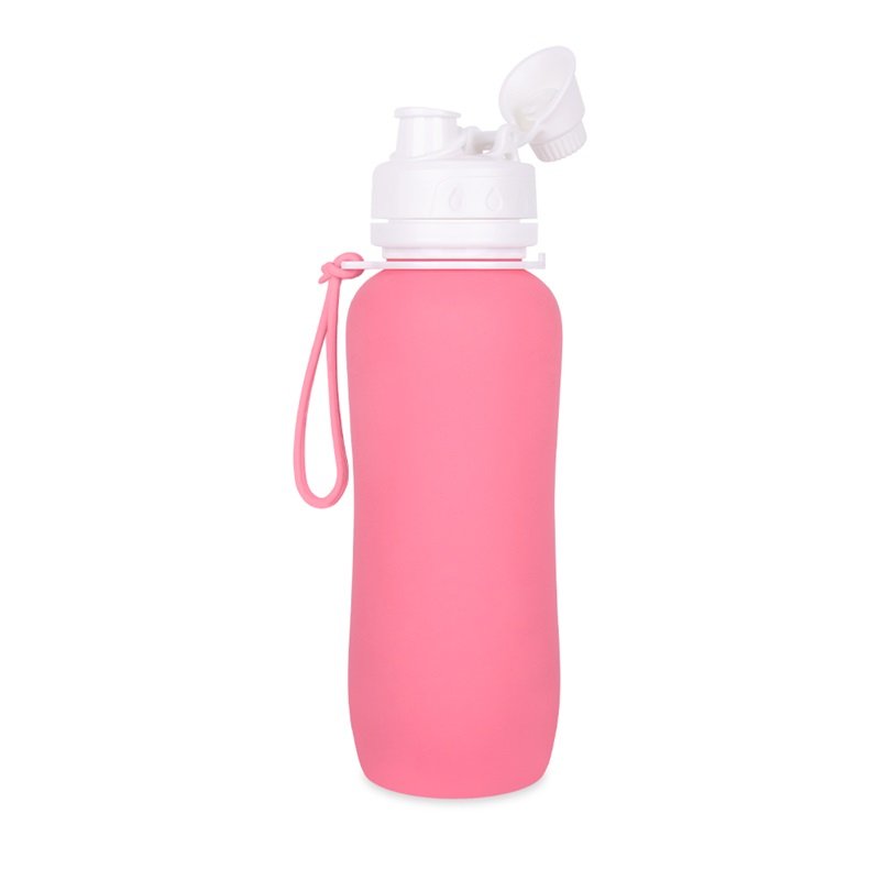Gourd Shape Design Soft Silicone Rollable Water Bottle BPA Free 750ML Foldable Drinking Water Bottle with Lid Rope