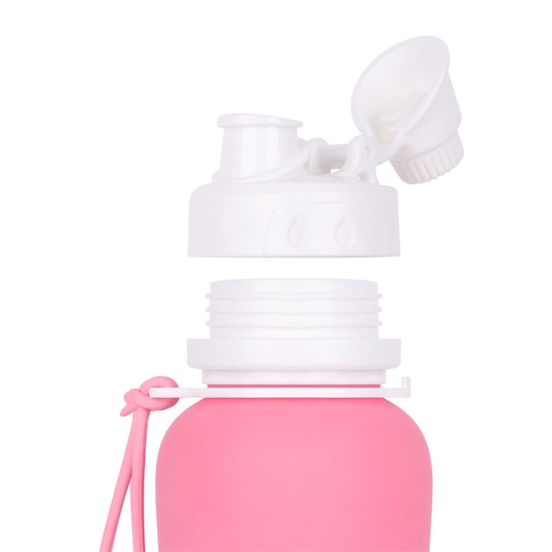 Gourd Shape Design Soft Silicone Rollable Water Bottle BPA Free 750ML Foldable Drinking Water Bottle with Lid Rope