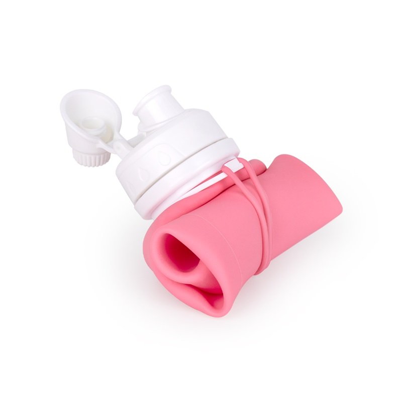 Gourd Shape Design Soft Silicone Rollable Water Bottle BPA Free 750ML Foldable Drinking Water Bottle with Lid Rope