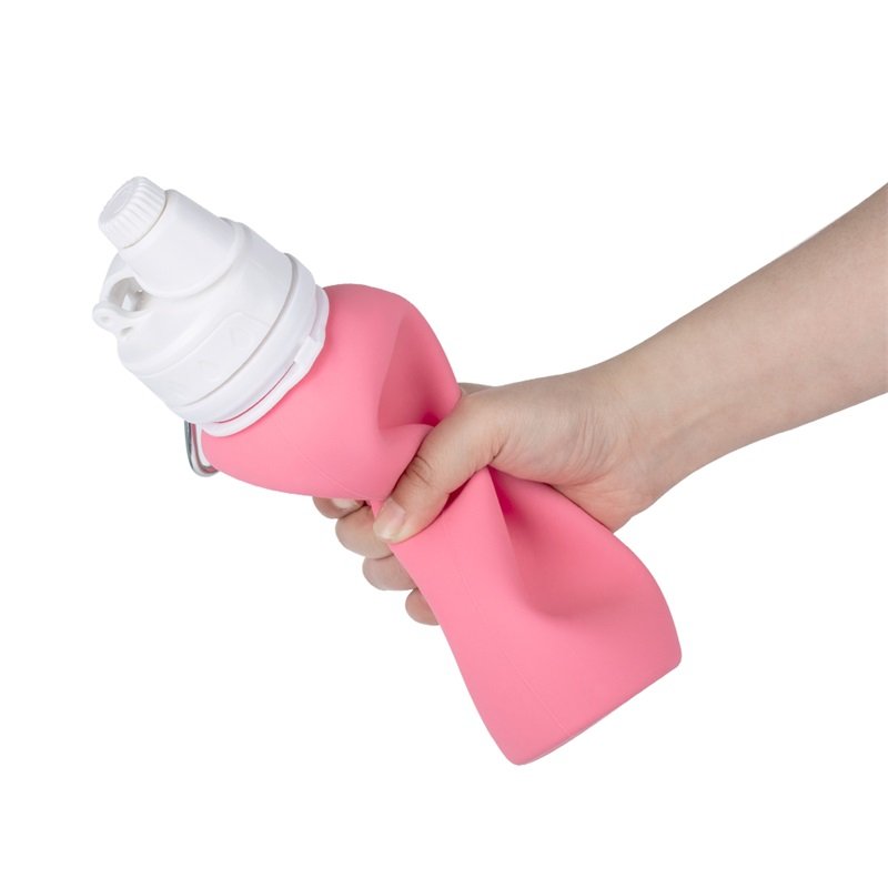 Gourd Shape Design Soft Silicone Rollable Water Bottle BPA Free 750ML Foldable Drinking Water Bottle with Lid Rope