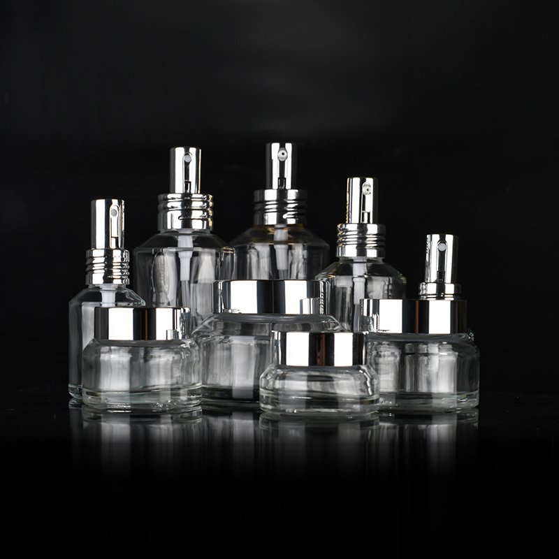 skin care packaging 15ml 30ml120ml beard oil perfume slant shoulder glass bottles with Gold Spray Lids