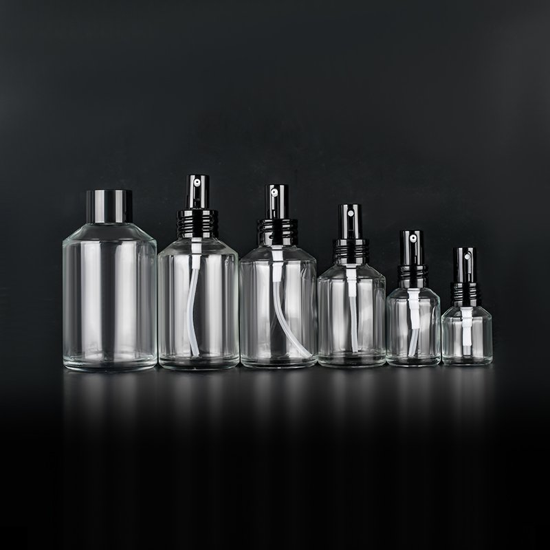 skin care packaging 15ml 30ml120ml beard oil perfume slant shoulder glass bottles with Gold Spray Lids