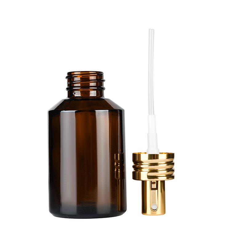 skin care packaging 15ml 30ml120ml beard oil perfume slant shoulder glass bottles with Gold Spray Lids