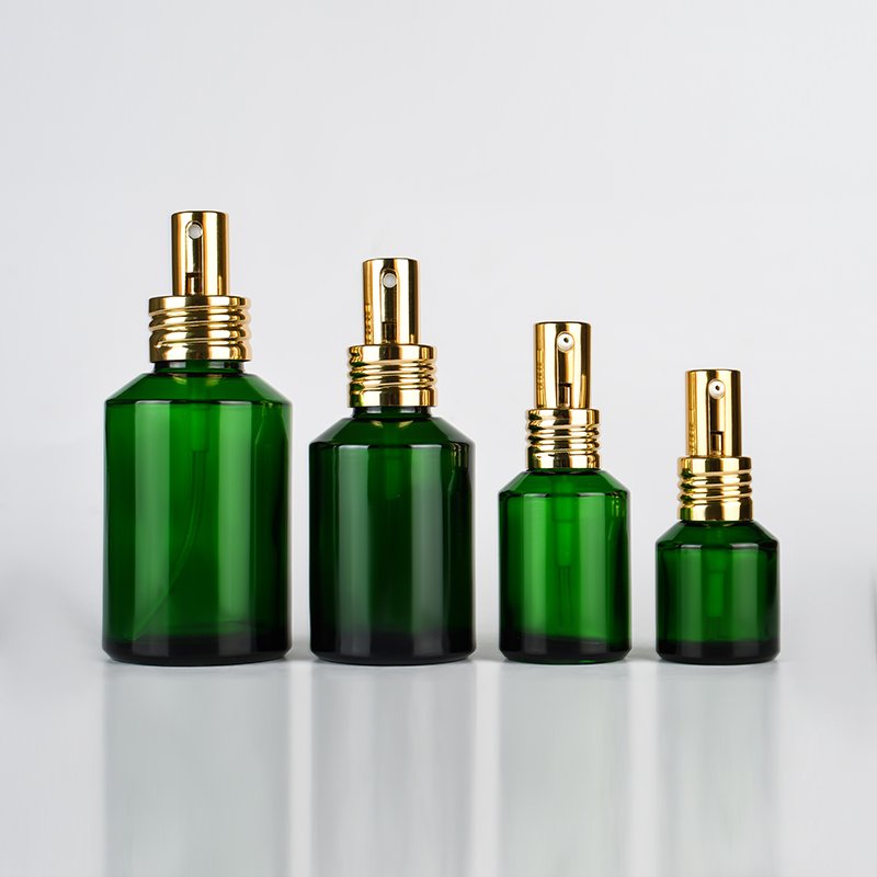 skin care packaging 15ml 30ml120ml beard oil perfume slant shoulder glass bottles with Gold Spray Lids