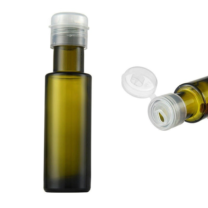 100ml High Quality Dark Green Olive Oil Glass Bottle Kitchen Glass Oil Bottle with Lid and Reducer