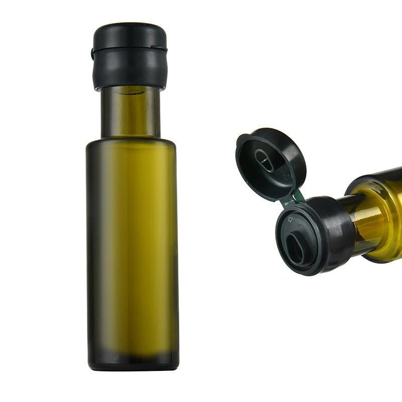 100ml High Quality Dark Green Olive Oil Glass Bottle Kitchen Glass Oil Bottle with Lid and Reducer