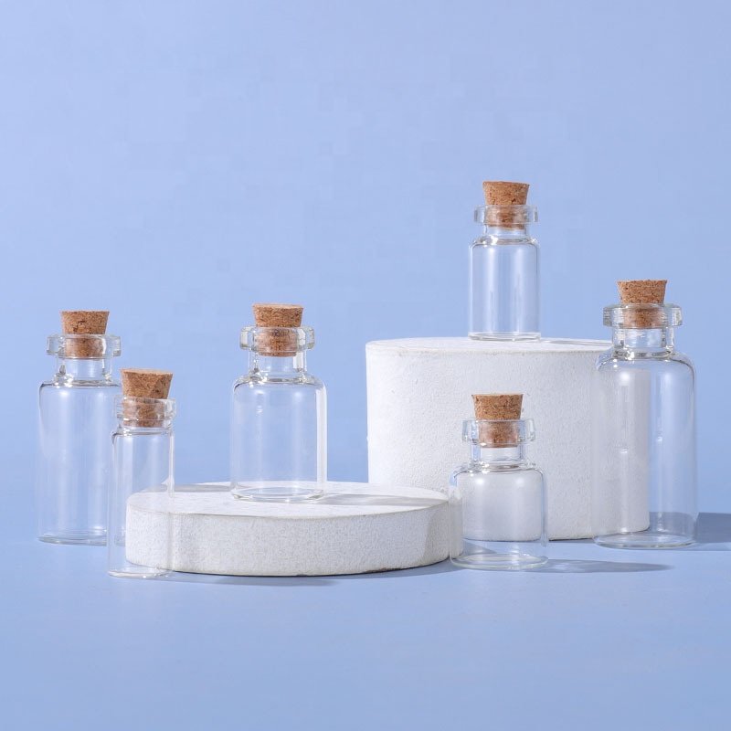 Wedding Party Supplies 1ml Cork Stoppers Mini Small Glass Bottles with Label Tags Strings Stickers 2ml 3ml glass vial cylinder
