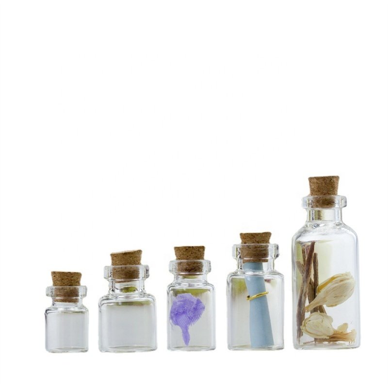 Wedding Party Supplies 1ml Cork Stoppers Mini Small Glass Bottles with Label Tags Strings Stickers 2ml 3ml glass vial cylinder