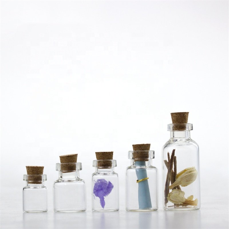 Wedding Party Supplies 1ml Cork Stoppers Mini Small Glass Bottles with Label Tags Strings Stickers 2ml 3ml glass vial cylinder