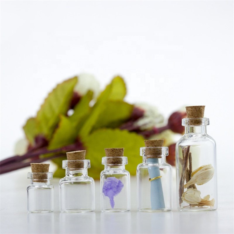 Wedding Party Supplies 1ml Cork Stoppers Mini Small Glass Bottles with Label Tags Strings Stickers 2ml 3ml glass vial cylinder
