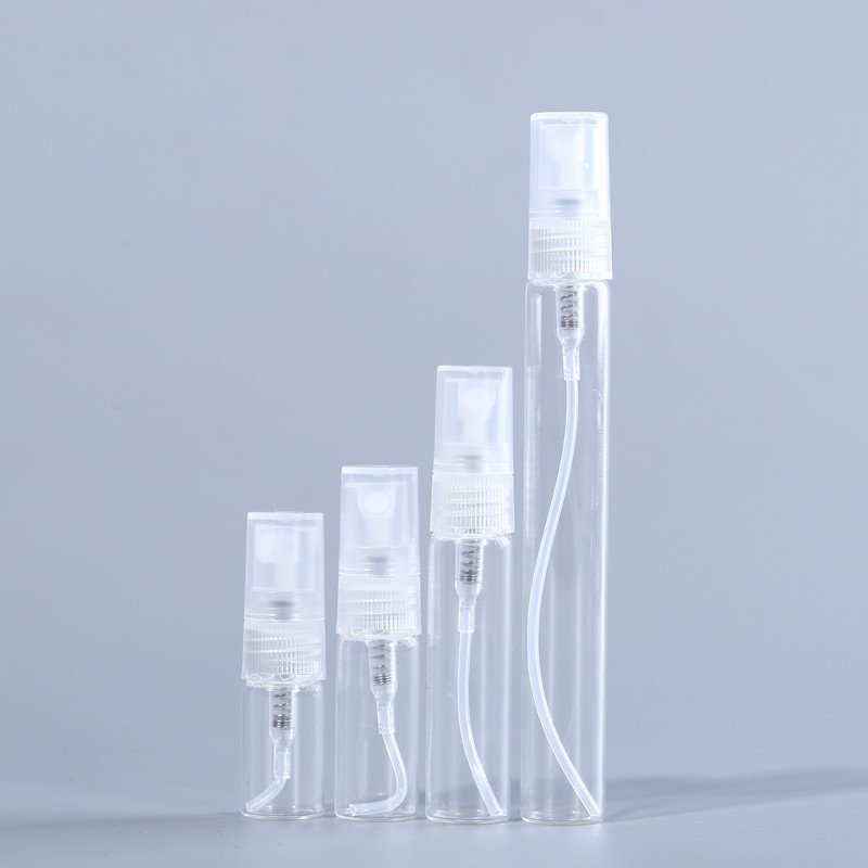 Free sample 2ml 3ml 5ml 10ml mini clear amber glass vials fine mist spray bottle