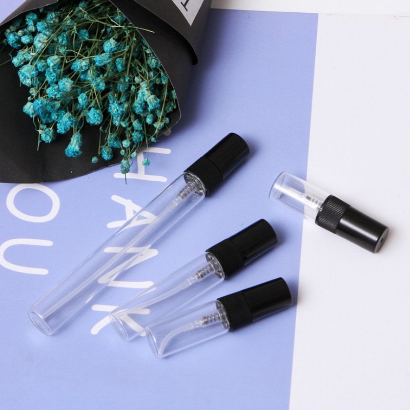 Free sample 2ml 3ml 5ml 10ml mini clear amber glass vials fine mist spray bottle