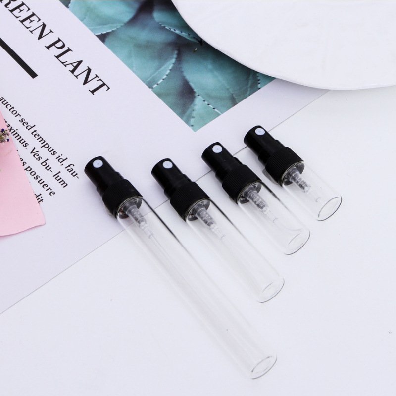 Free sample 2ml 3ml 5ml 10ml mini clear amber glass vials fine mist spray bottle