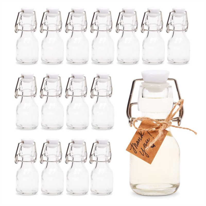 2oz 60ml Mini Clear Swing Top Glass Bottles Storage Bottles with Personalized Label Tags and String for Crafts