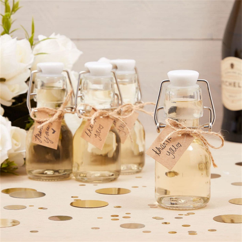 2oz 60ml Mini Clear Swing Top Glass Bottles Storage Bottles with Personalized Label Tags and String for Crafts