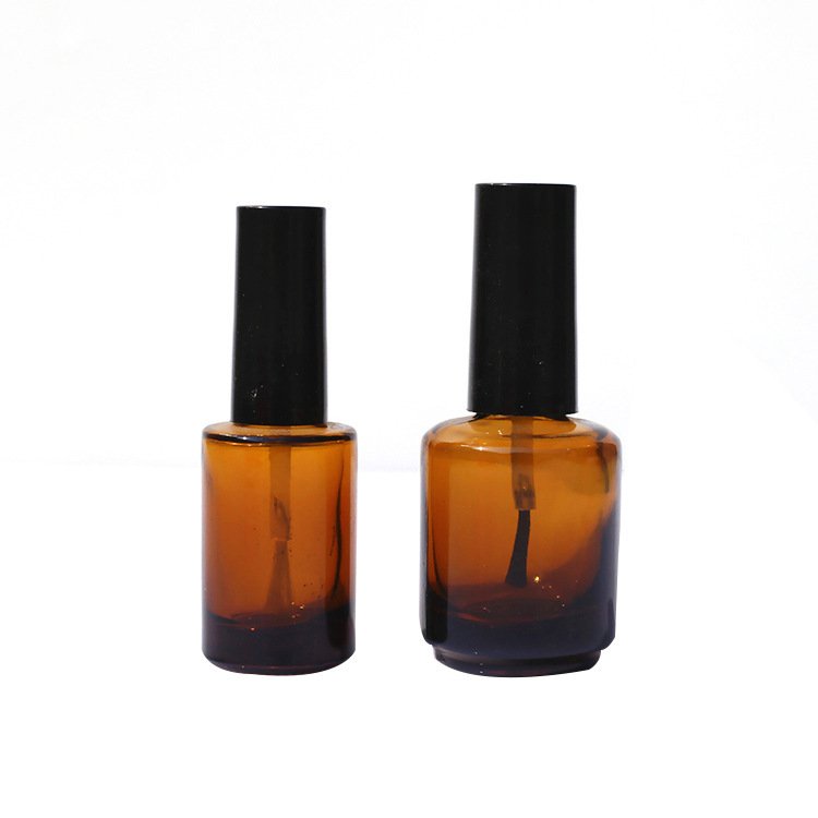 Manufacturer supply luxury 15ml transparent amber round glass nail oil bottle for nail polish glue paint touch up oil potions