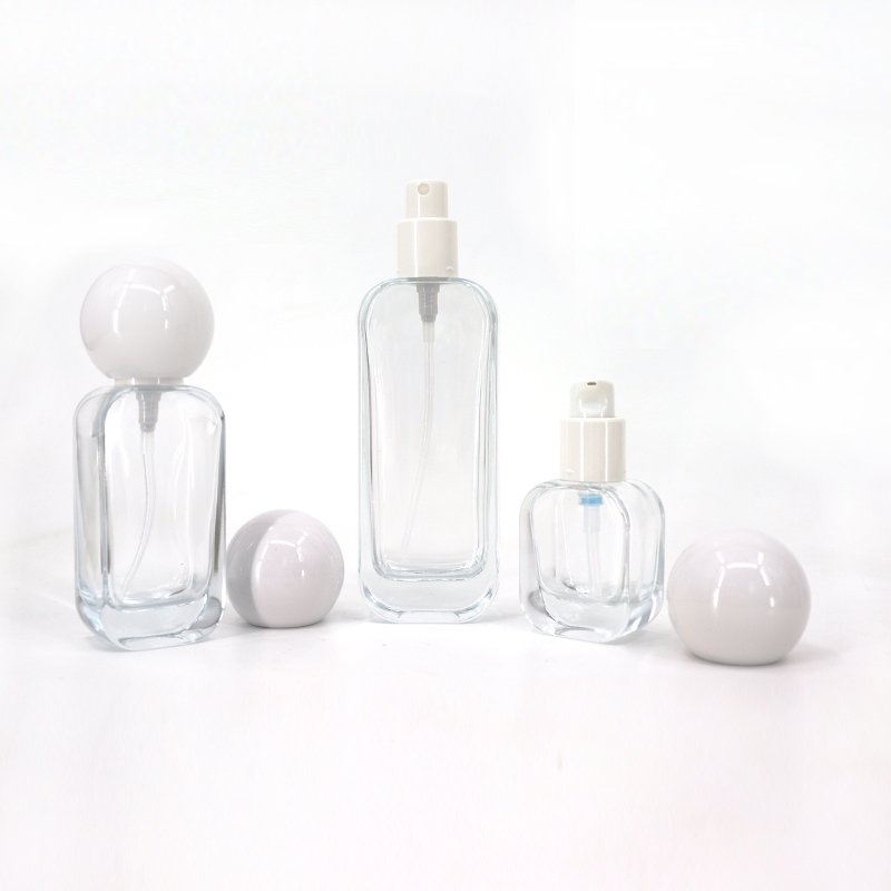 Custom New Flat Square Rounded Corners Spray Toner Lotion Pump Bottle 30ml 50ml 100ml 120ml Glass Bottle For Skin Care Cosmetic
