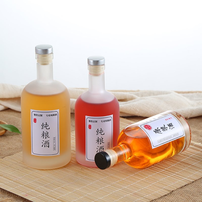 Clear and Frosted Liquor Bottle 100ml-1000ml Nordic Gin Whisky Vodka Spirit Glass Bottle with polymer cap