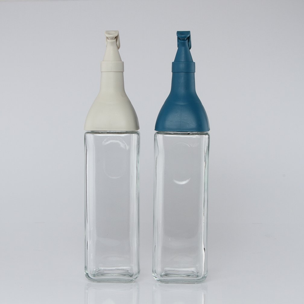 White Leakproof Glass Olive Oil Dispenser Bottle 480ml Cooking Oil Bottle With Lid