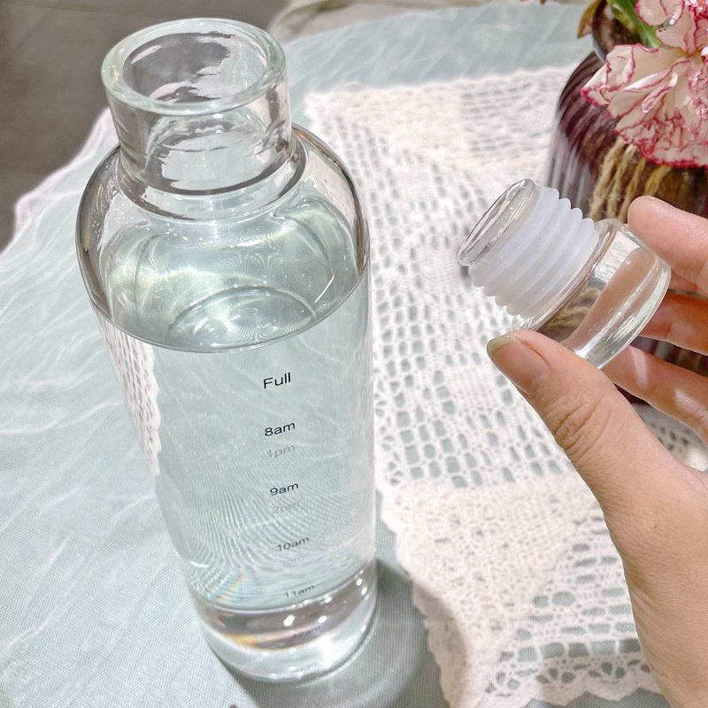 26oz Reusable Glass Water Bottle with Time Marker for Milk Juice or Gym 17oz Outdoor Activity 0.5L Capacity