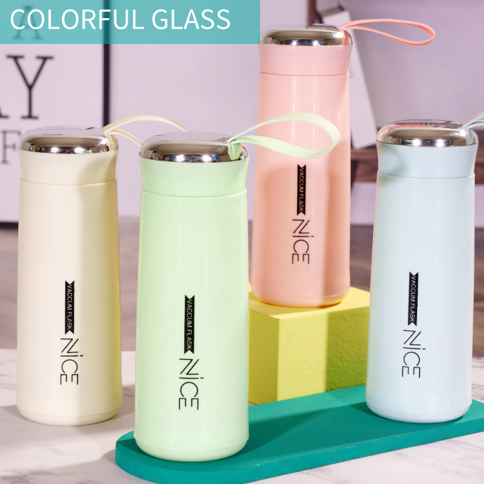 Wholesale Double - layer ness cup portable water bottle opening shop small gift advertising glass bottle Custom logo