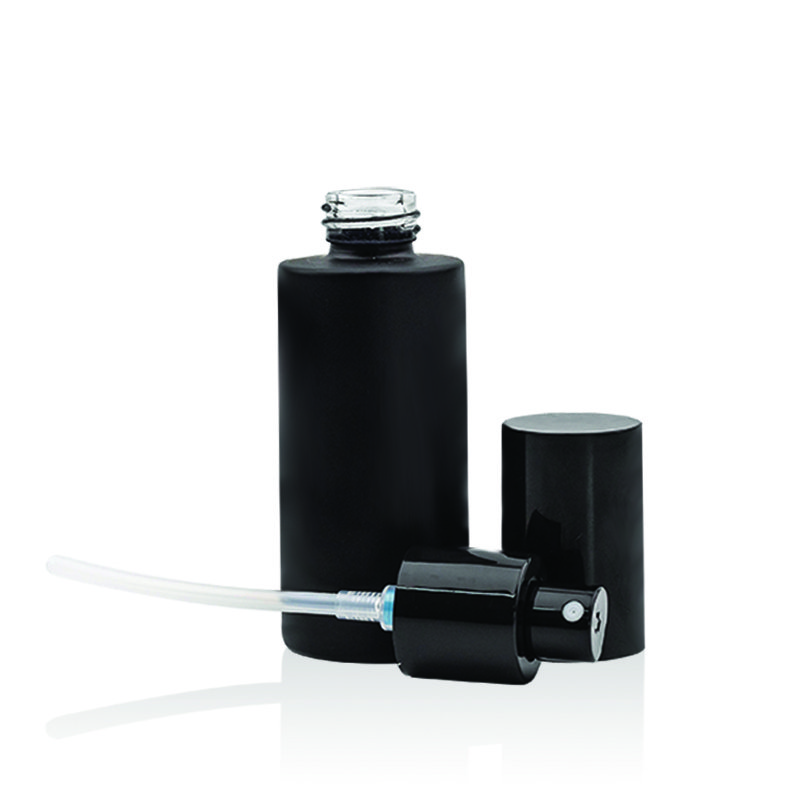 Empty Perfume Bottle 50 ml For Women Custom Matte Black Glass Bottle With Sparayer For Skin Care Set