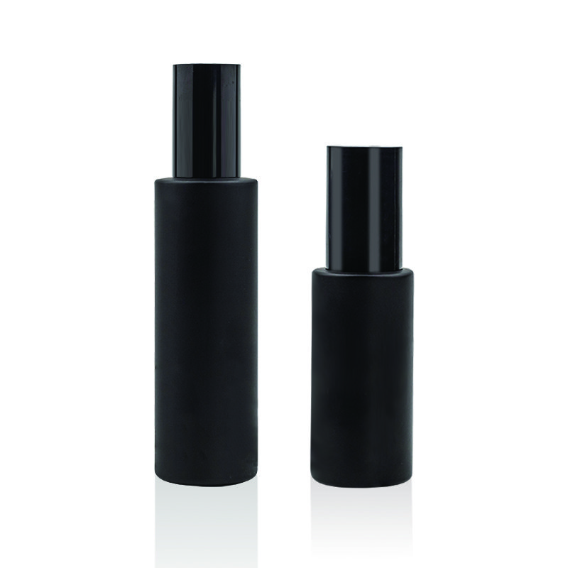 Empty Perfume Bottle 50 ml For Women Custom Matte Black Glass Bottle With Sparayer For Skin Care Set