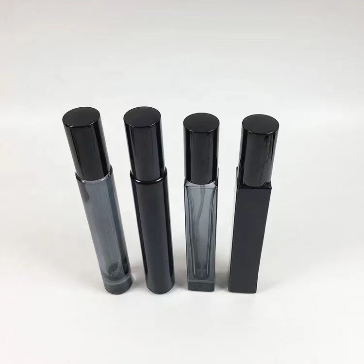 10ml Round Square Black Spray Glass Bottles Empty Luxury Perfume Glass Bottle With Black Cover For Cosmetic Sample