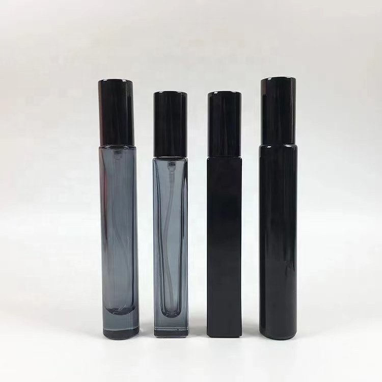10ml Round Square Black Spray Glass Bottles Empty Luxury Perfume Glass Bottle With Black Cover For Cosmetic Sample