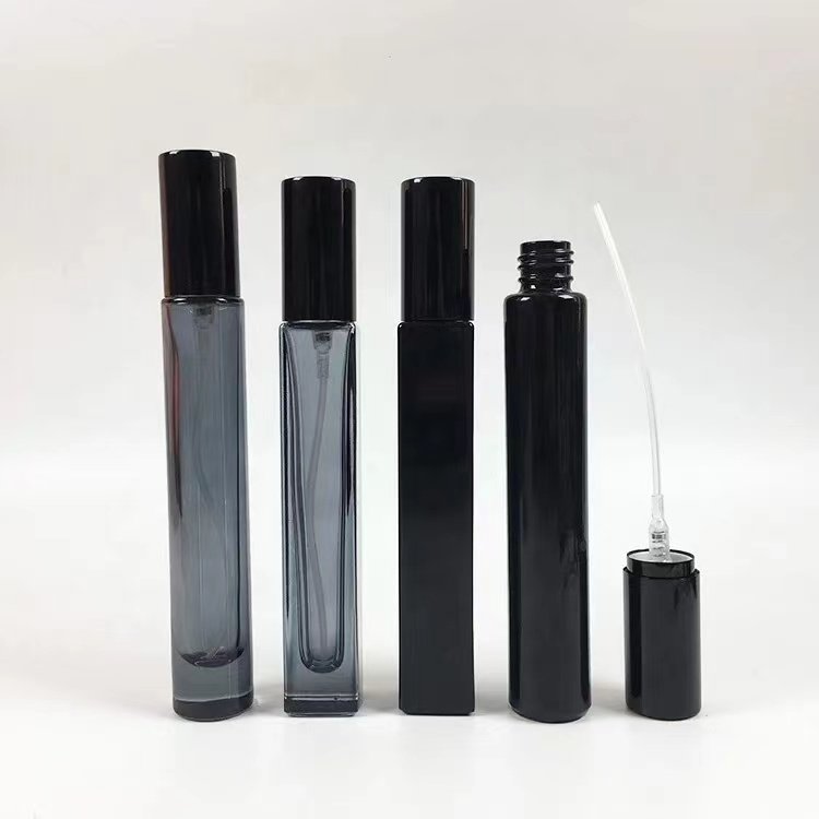 10ml Round Square Black Spray Glass Bottles Empty Luxury Perfume Glass Bottle With Black Cover For Cosmetic Sample