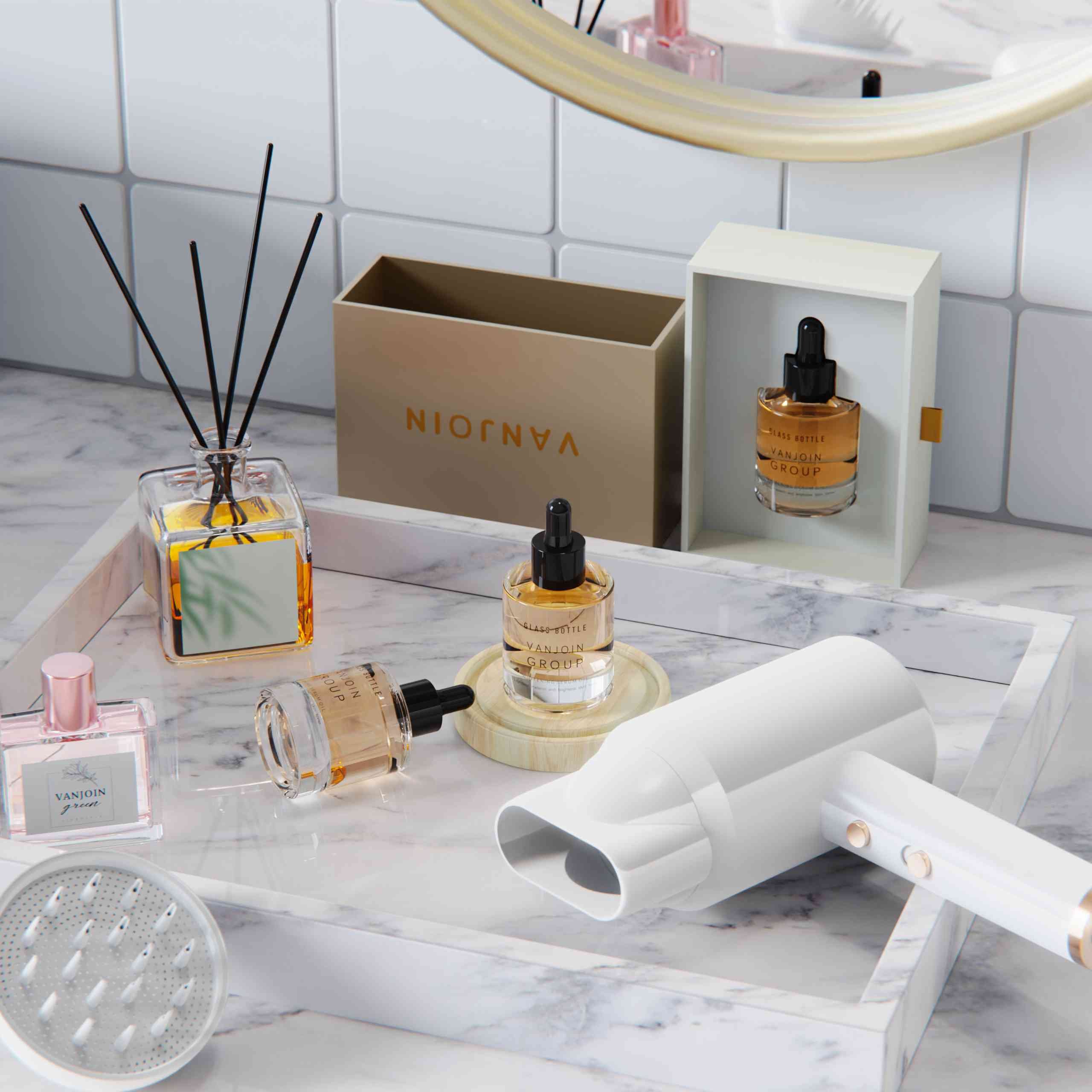 Luxury 30ml Pink Press Dropper Serum Glass Bottle Empty Cosmetic Skincare Packaging Essential Oil Pipette Bottle