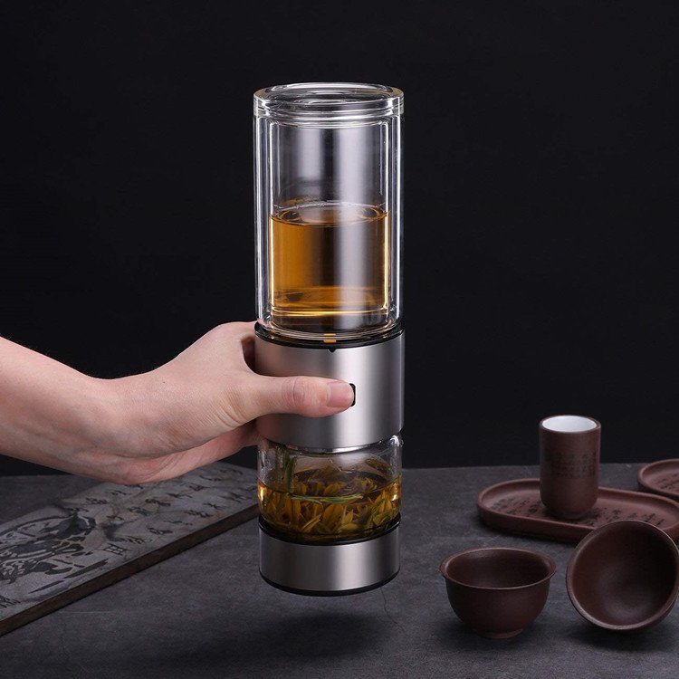 The Widely Used 400ml Double Wall Glass Bottle With Tea Infuser