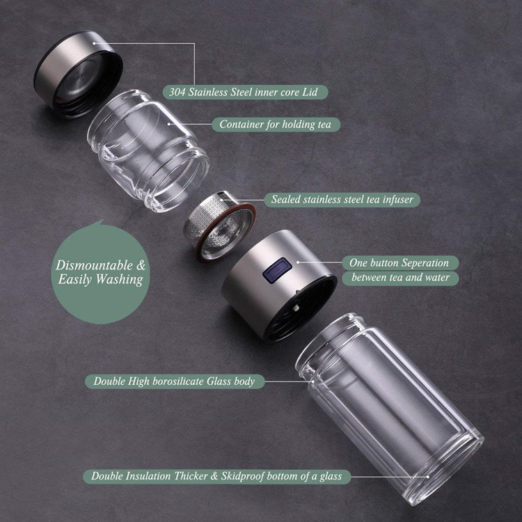 The Widely Used 400ml Double Wall Glass Bottle With Tea Infuser