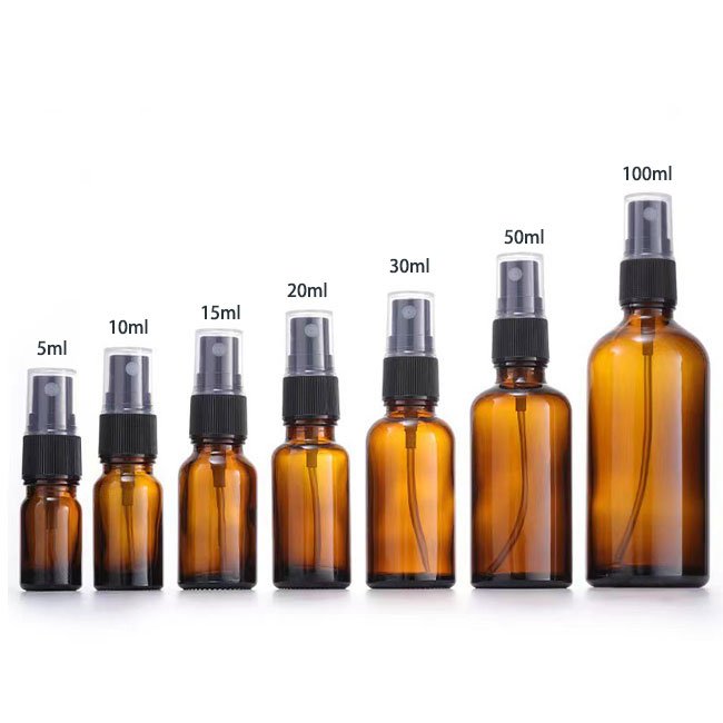 glass perfume sample bottle 15ml 20 ml 30ml 50ml 100 ml Brown Amber Glass cosmetic bottle with mist spray pump