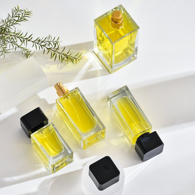 Rectangular perfume bottle luxury thick base flint glass perfume bottle packaging empty perfume bottles