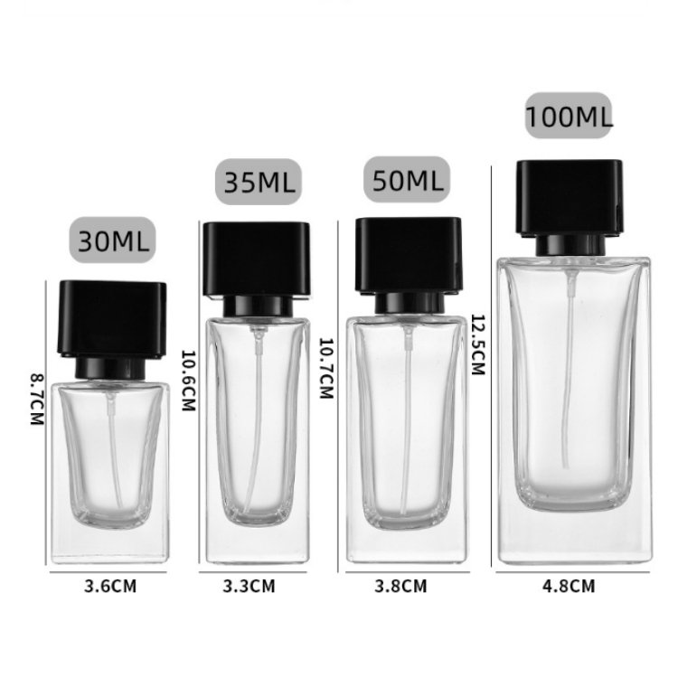 Rectangular perfume bottle luxury thick base flint glass perfume bottle packaging empty perfume bottles