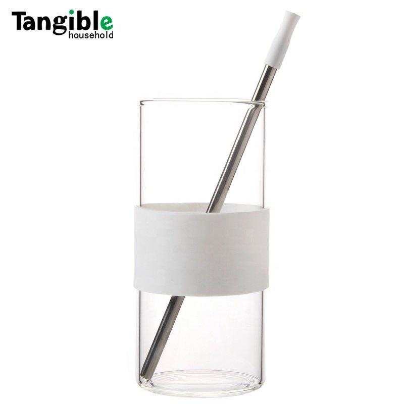 2023 new design 24OZ 700ml glass tumbler juice glass cup with bamboo lid and straw