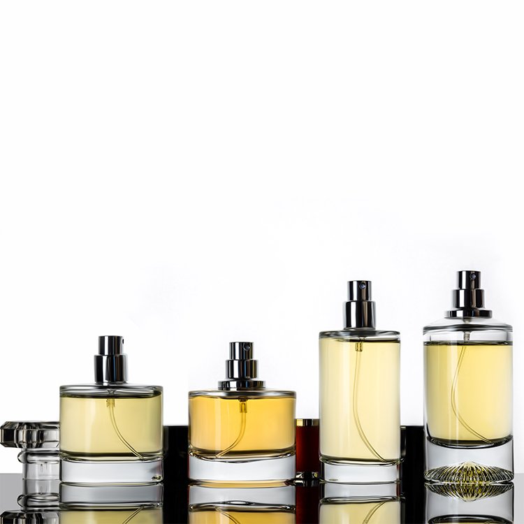 30ml 50ml clear round luxury 30ml glass perfume bottle with silver perfume spray pump magnetic cap
