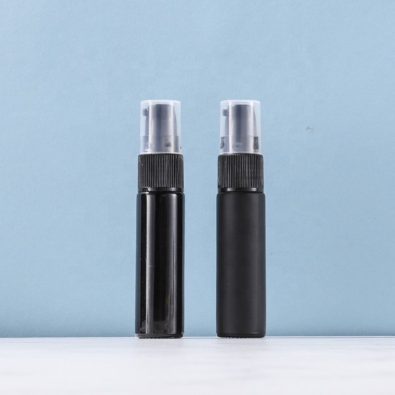 Factory custom empty 10 ml frosted black eyes bead ball glass Essential oil bottle with plastic cap