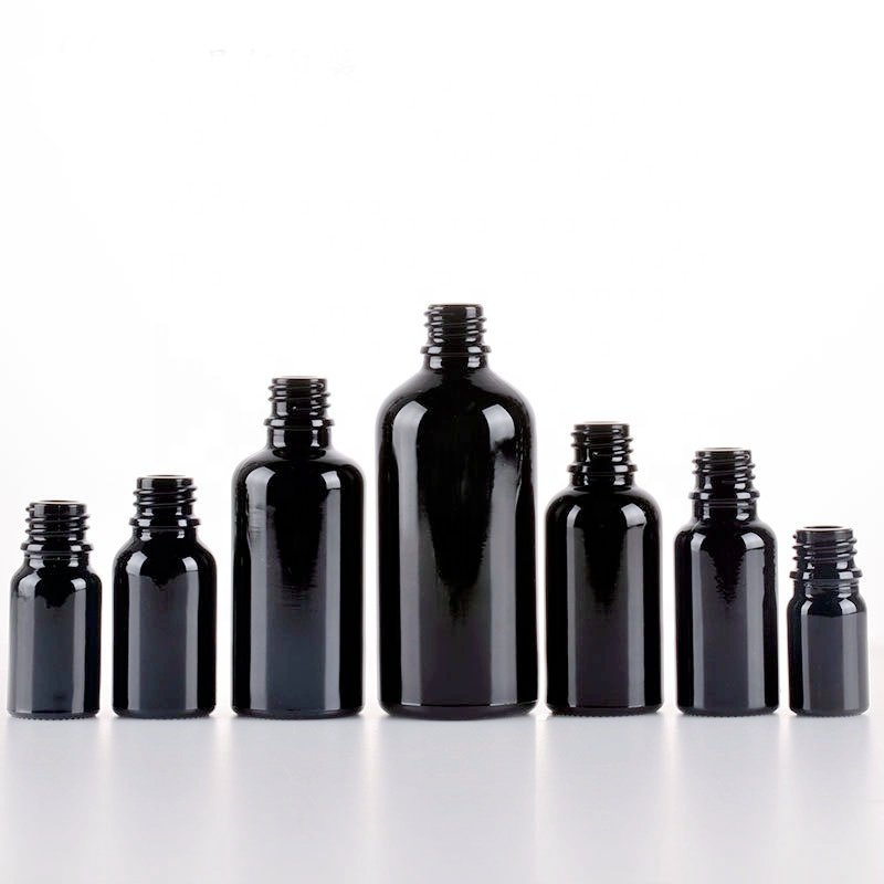 black glass bottle 100ml 50ml 30 ml 20 ml empty cosmetic bottle 15 ml 10 ml cosmetic serum bottle with bamboo spray pump