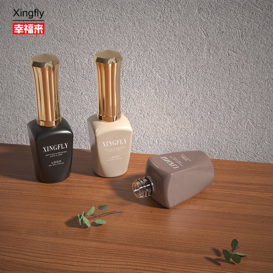 Oem 12Ml Wholesales Empty Square Glass Gel Customized UV Gel Nail Polish Glass Bottle For Nail Polish With Cap And Brush