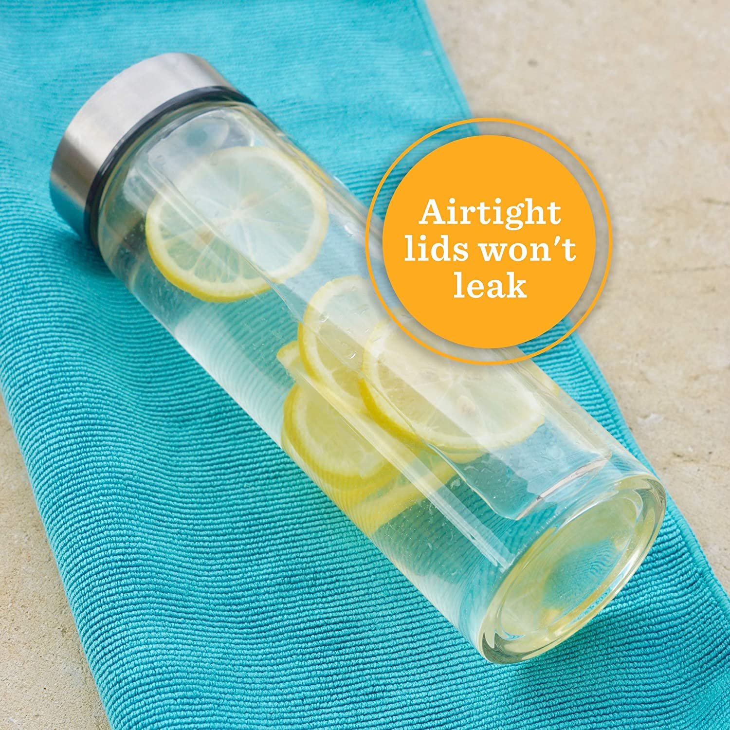 300ml 500ml wide mouth custom smart mineral water high borosilicate glass bottle with stainless steel cap