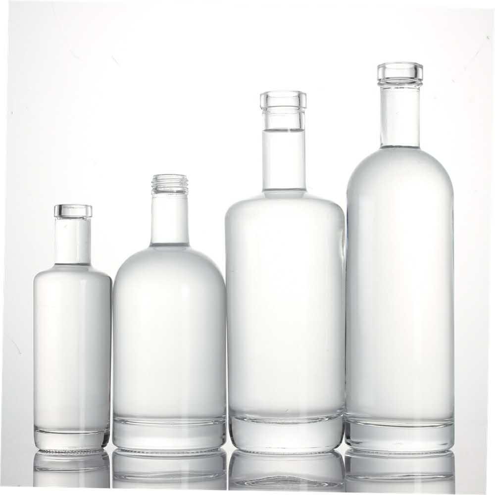 500 ml 700 ml 750 ml standard transparent super extra flint liquor spirits vodka gin glass bottle with cork stopper