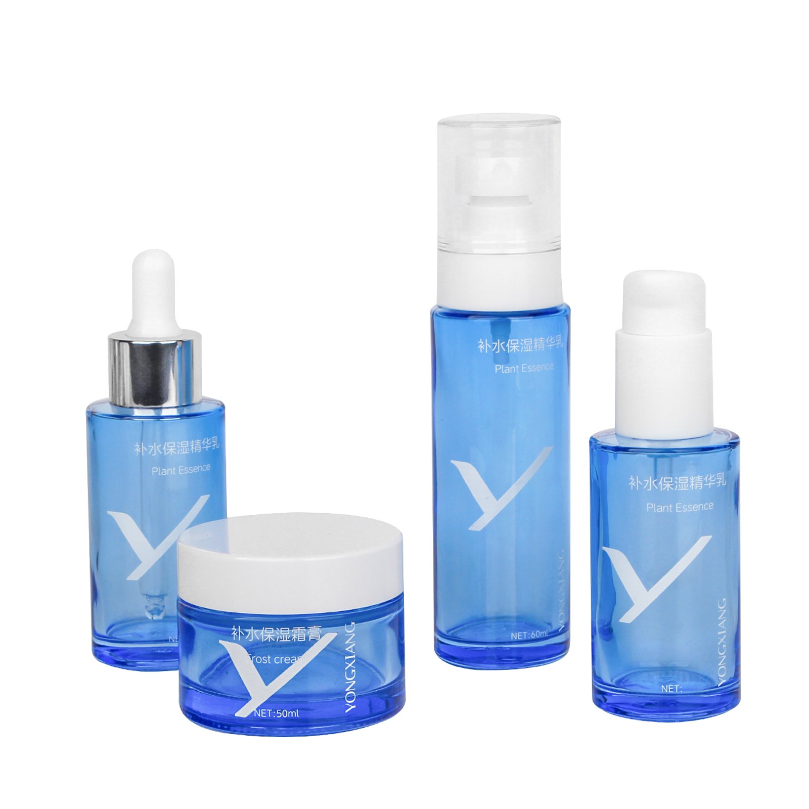 Luxury Glass Empty Skin Care Set Packaging Includes Dropper Bottle for Essential Oil Cream Cosmetic Jar Airless Pump Bottle