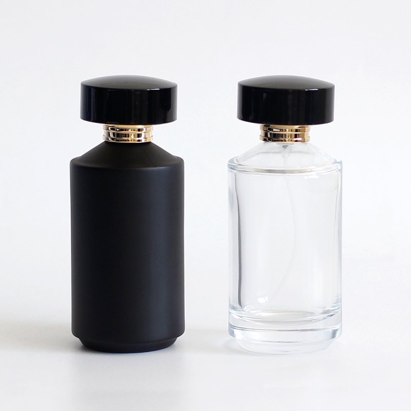 Wholesale Empty Luxury Round Spray Fragrance Perfume Bottle Black Refillable Perfume Glass Bottle 100ml