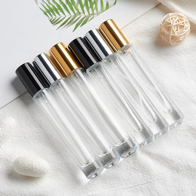 MUB 10ml Mini Refillable Glass Bottle Perfume Atomizer Aluminum Scent Pump Perfume Bottle Empty Cosmetic Container