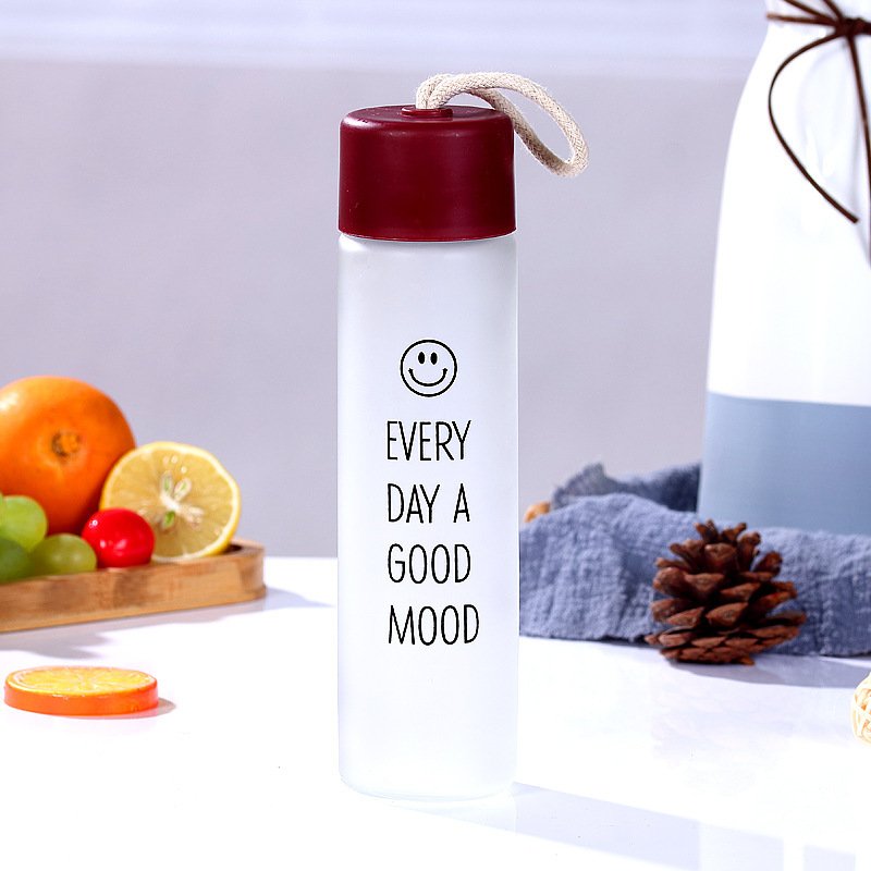 2023 New 350ml Custom logo Convenient Creative Frosted Sports Glass Water Bottle